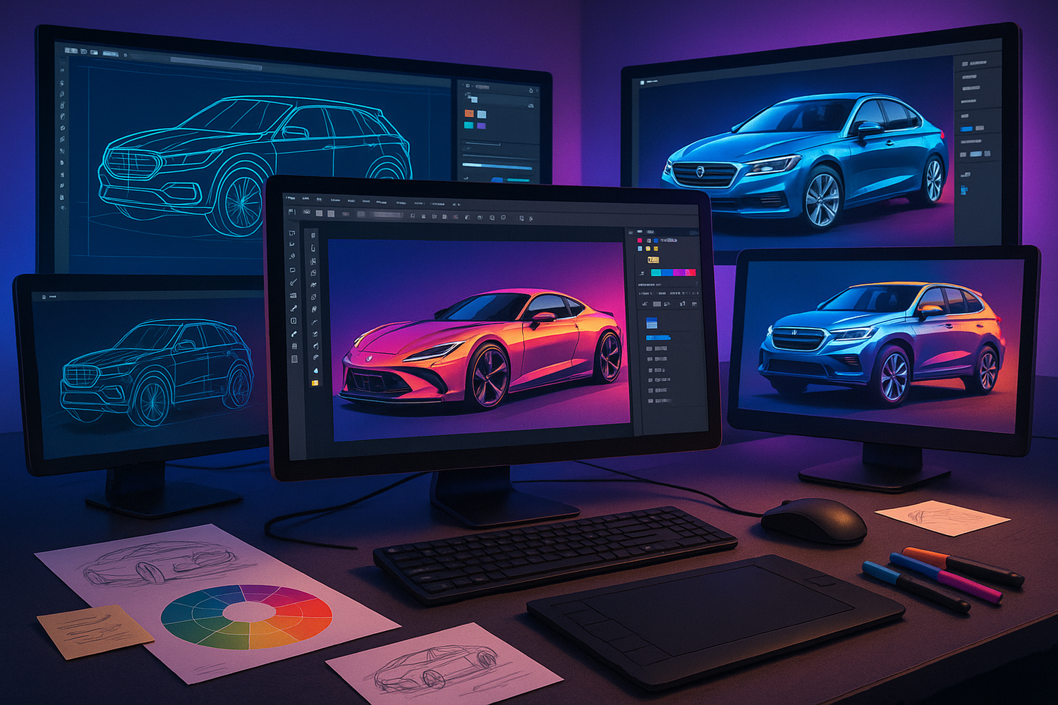 Artistic Transformation- computer designing some graphics about cars