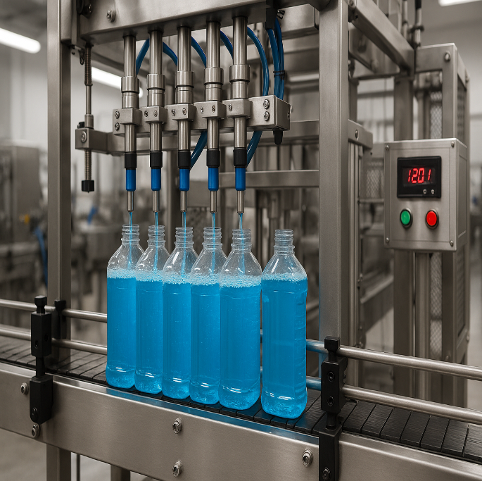 bottleing image filler machine with 32 oz bottles