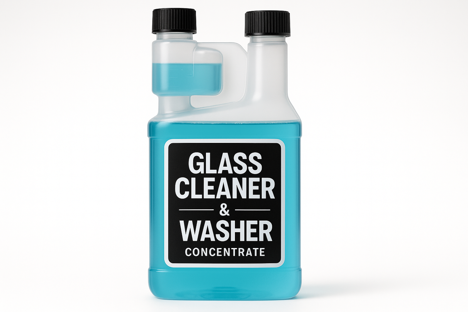 glass cleaner & washer concentrate on a twin neck bottle