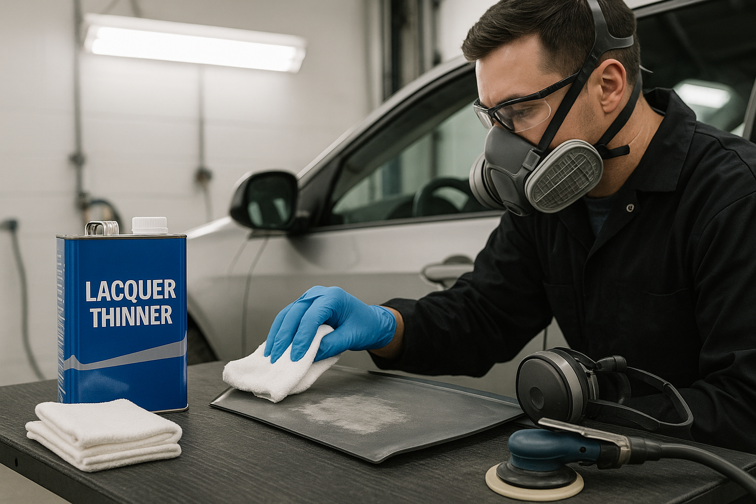 application of a lacquer thinner on automotive